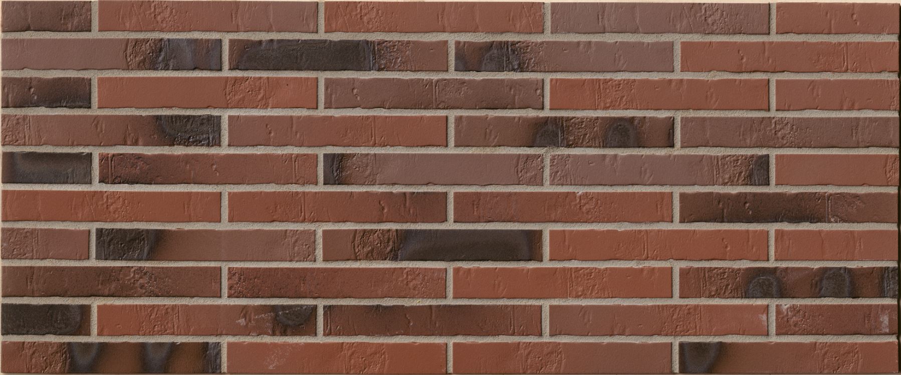 Teuto Rot-bunt Kohlebrand Schieferstruktur-3 ABC Клинкерная фасадная плитка под кирпич ригельная Langformat, fuga-3 