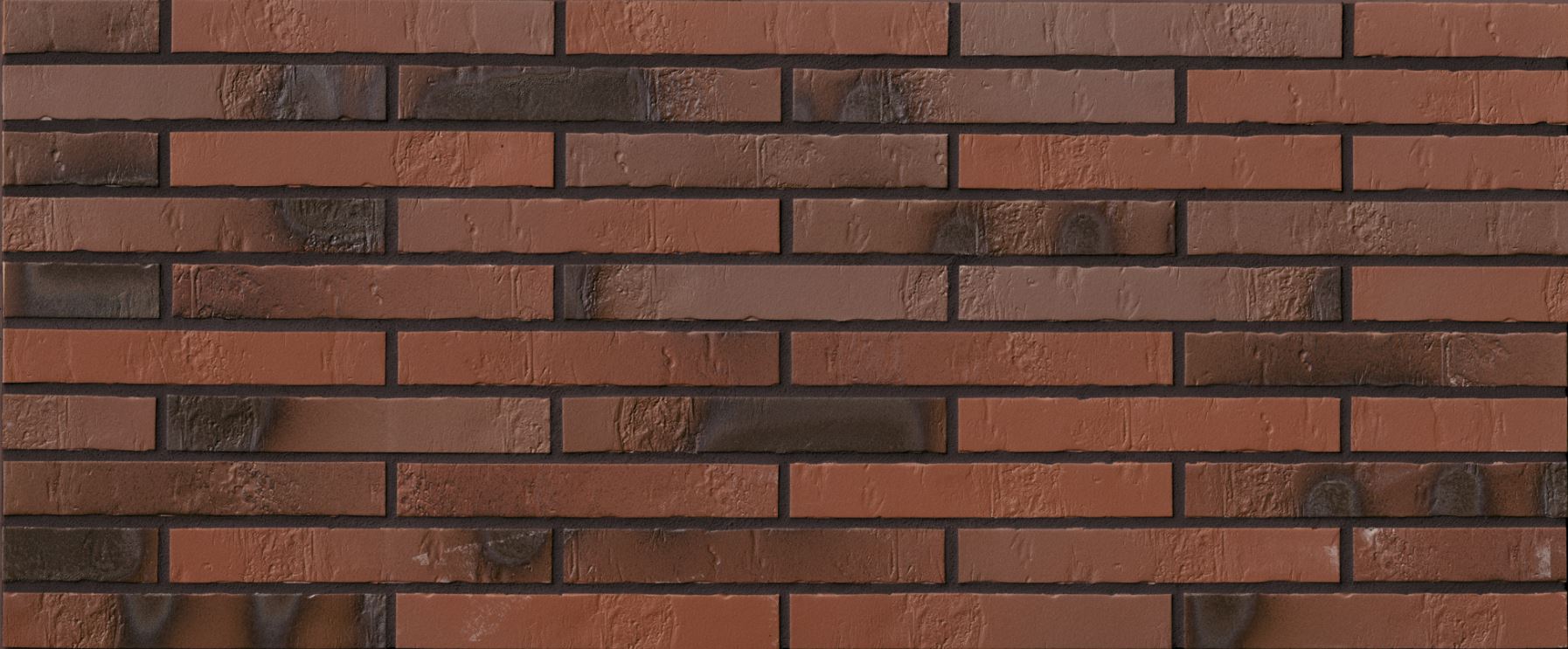 Teuto Rot-bunt Kohlebrand Schieferstruktur-1 ABC Клинкерная фасадная плитка под кирпич ригельная Langformat, fuga-1 