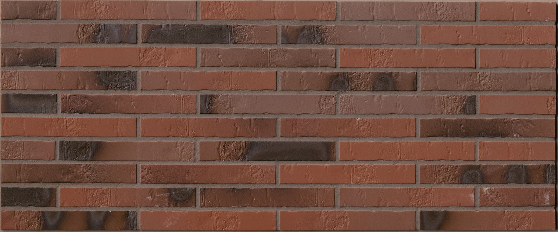 Teuto Rot-bunt Kohlebrand Schieferstruktur-2 ABC Клинкерная фасадная плитка под кирпич ригельная Langformat, fuga-2 