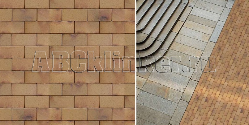 Antik gelb kohlebrand 200x100x52 мм, ABC Клинкерная тротуарная плитка - брусчатка