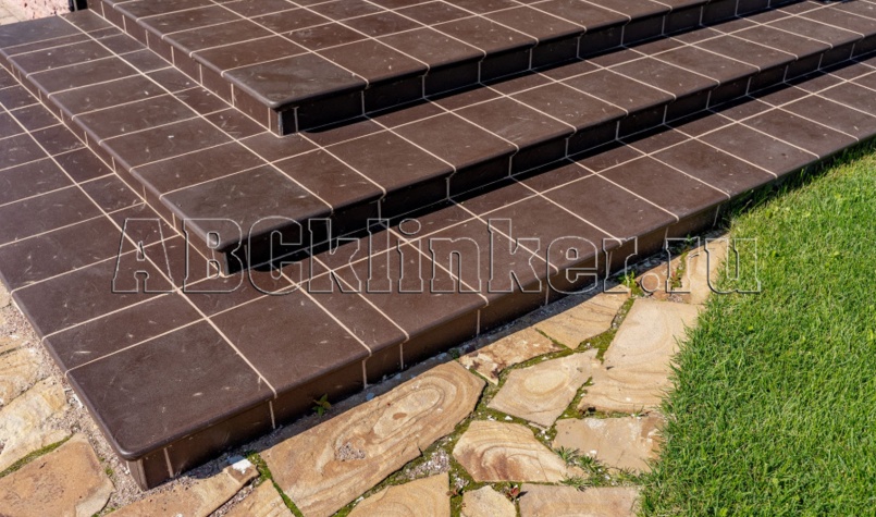 Antik Mangan 300x240x10 мм, ABC ступень плоская с насечками противоскользящая, клинкерная