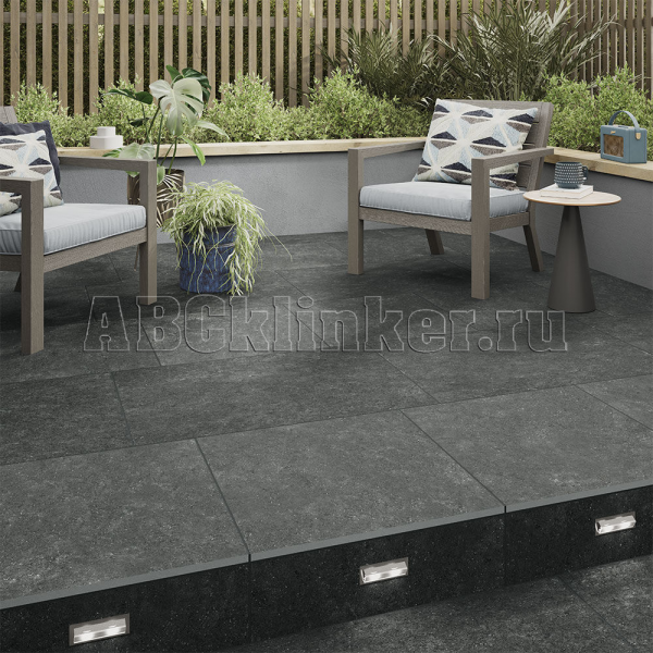 Minster Black Gres 895х595х20 мм тротуарная плитка крупноформатная, керамогранитная Paradyz