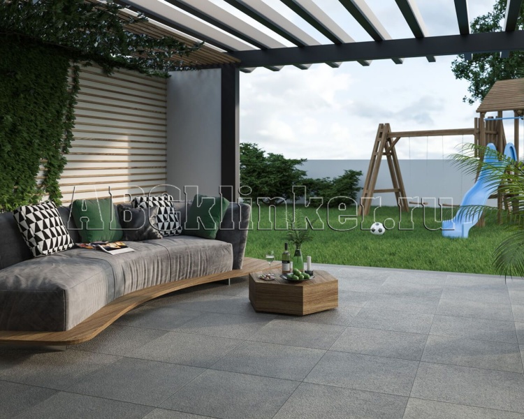 Terrace Grafit 595х595х20 мм тротуарная плитка крупноформатная, керамогранитная Paradyz