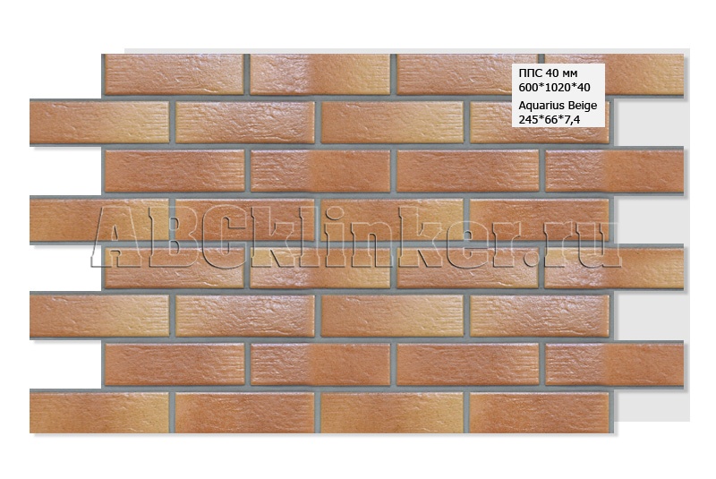 Aquarius Beige Термопанель из пенополистирола ППС 600*1020*40 мм, 0,61 м2