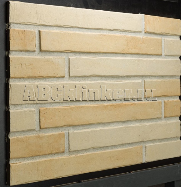 Brick Long 100 mix, желтый 430*52*15 мм, фасадная ригельная плитка под клинкер