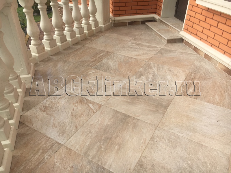 Landstone Gold Lastra 20mm,  600х600х20мм бежевая тротуарная плитка крупноформатная, керамогранитная Atlas Concorde